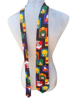 Looney Tunes Characters Tie Fun Playful Mens 1993 Warner Bros Party Fun